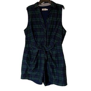 Vineyard Vines women’s romper with pocket blue green size 16